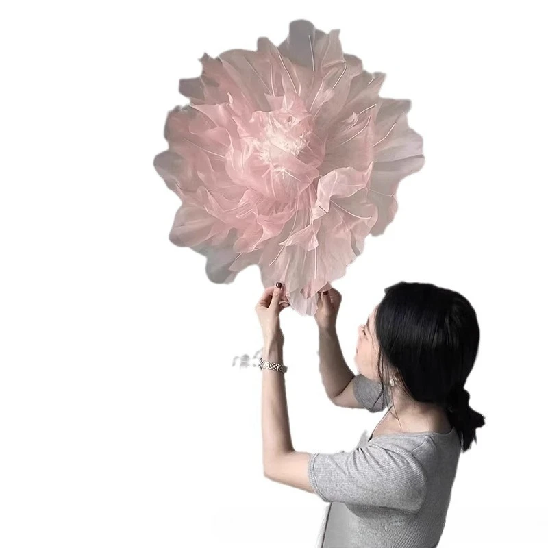 Power Tools Pink - Große rosa Organza-Pfingstrosenblume, Papierblume, handgemachte Blume,