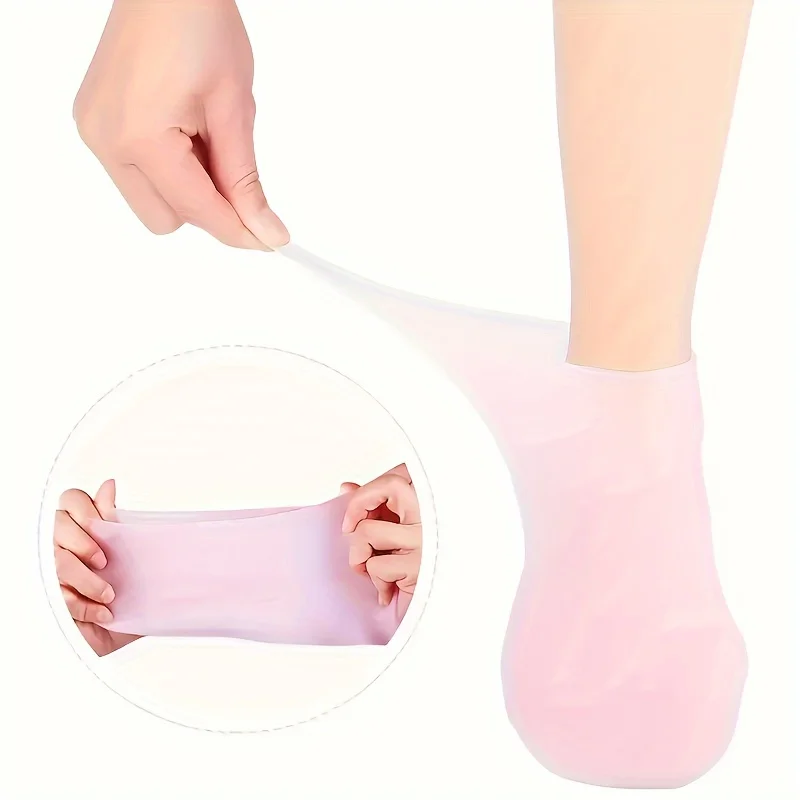 Power Tools Pink - 1 Paar rosa/beige feuchtigkeitsspendende Silikongel-Socken für