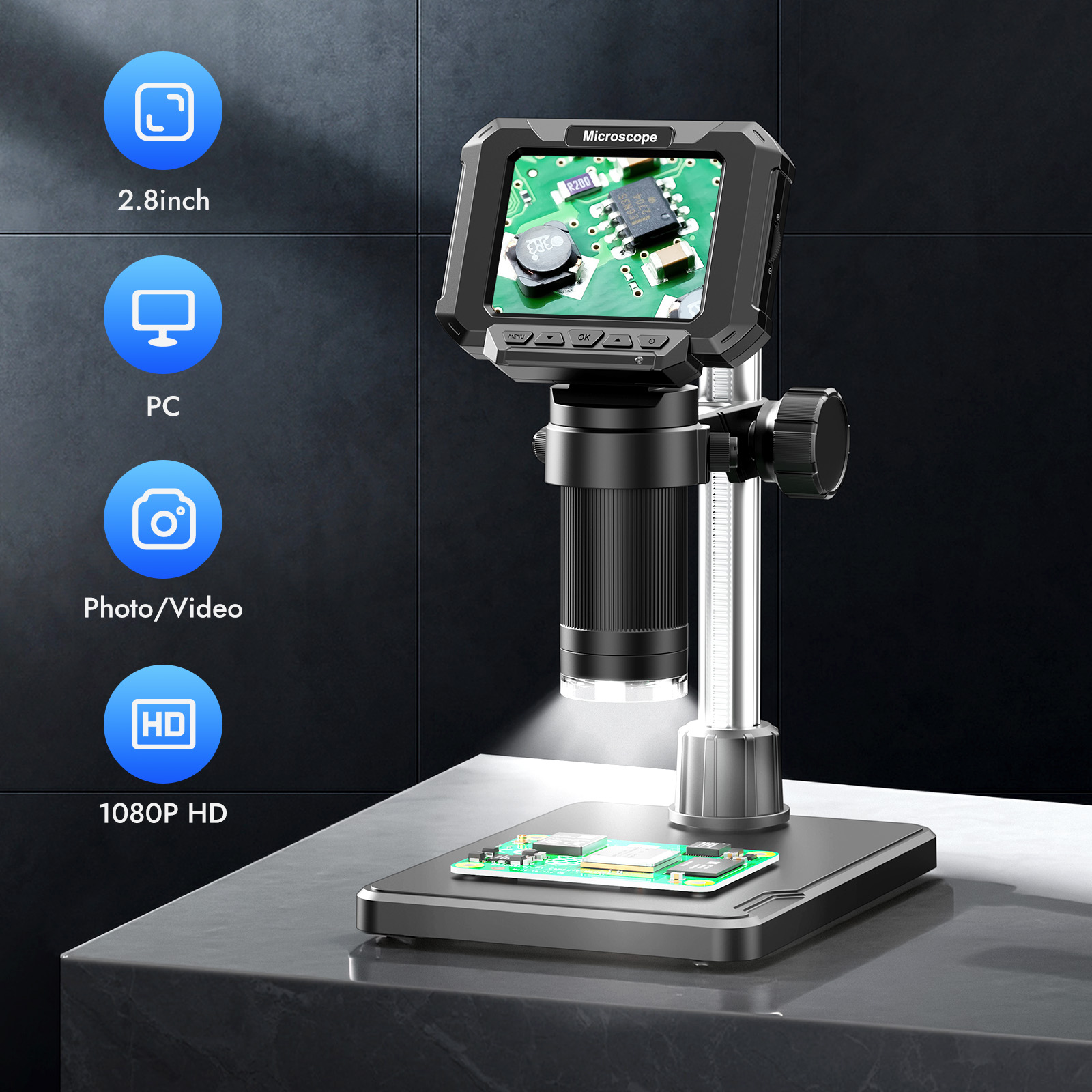 Power Tools Windows - 2,8-Zoll Digitales Münzmikroskop 1000X Münzlupe mit